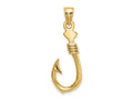 FJC Finejewelers 10 kt Yellow Gold 3-D Large Fish Hook with Rope Charm 34 x 12 mm