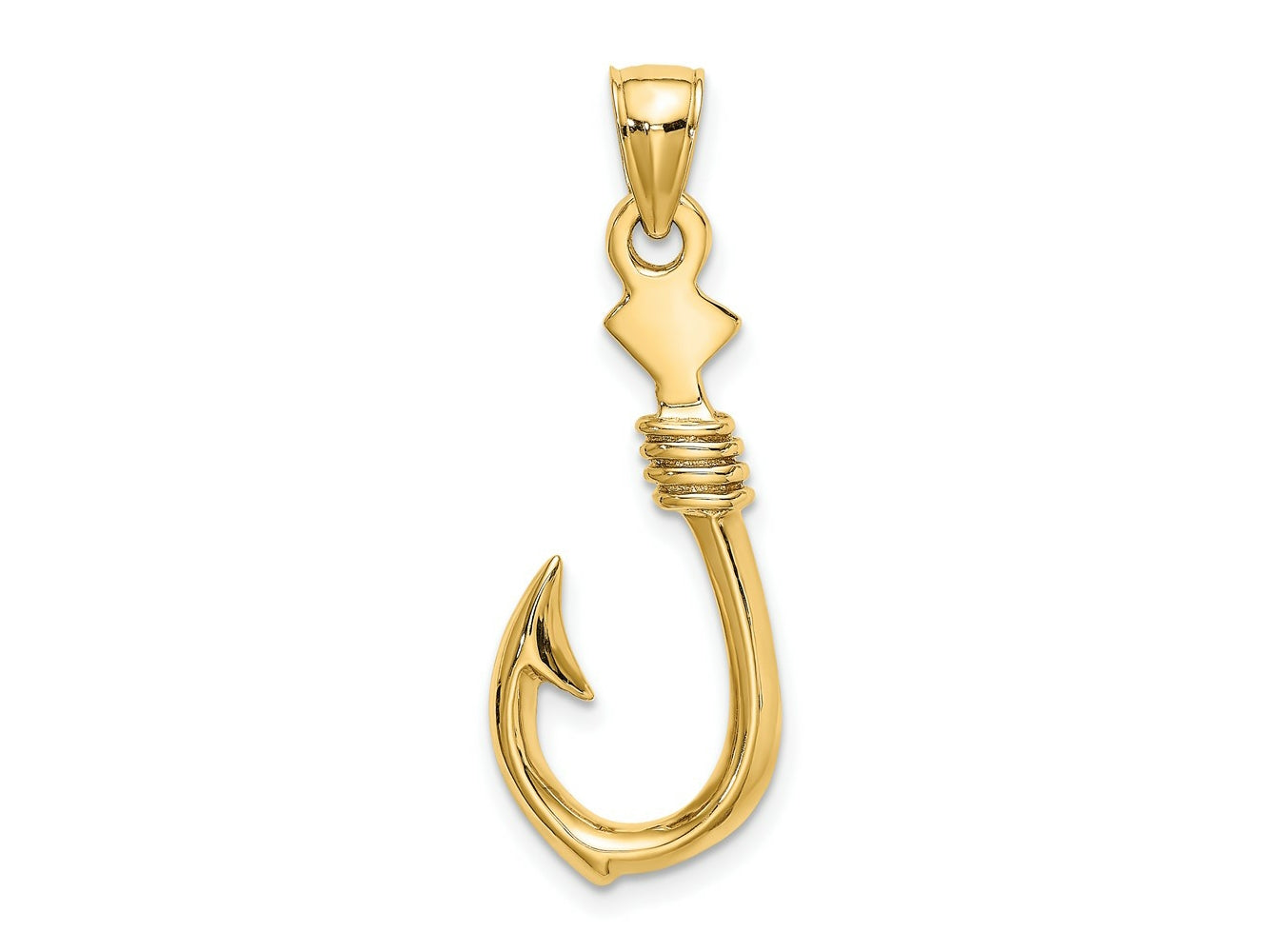 FJC Finejewelers 10 kt Yellow Gold 3-D Large Fish Hook with Rope Charm 34 x 12 mm