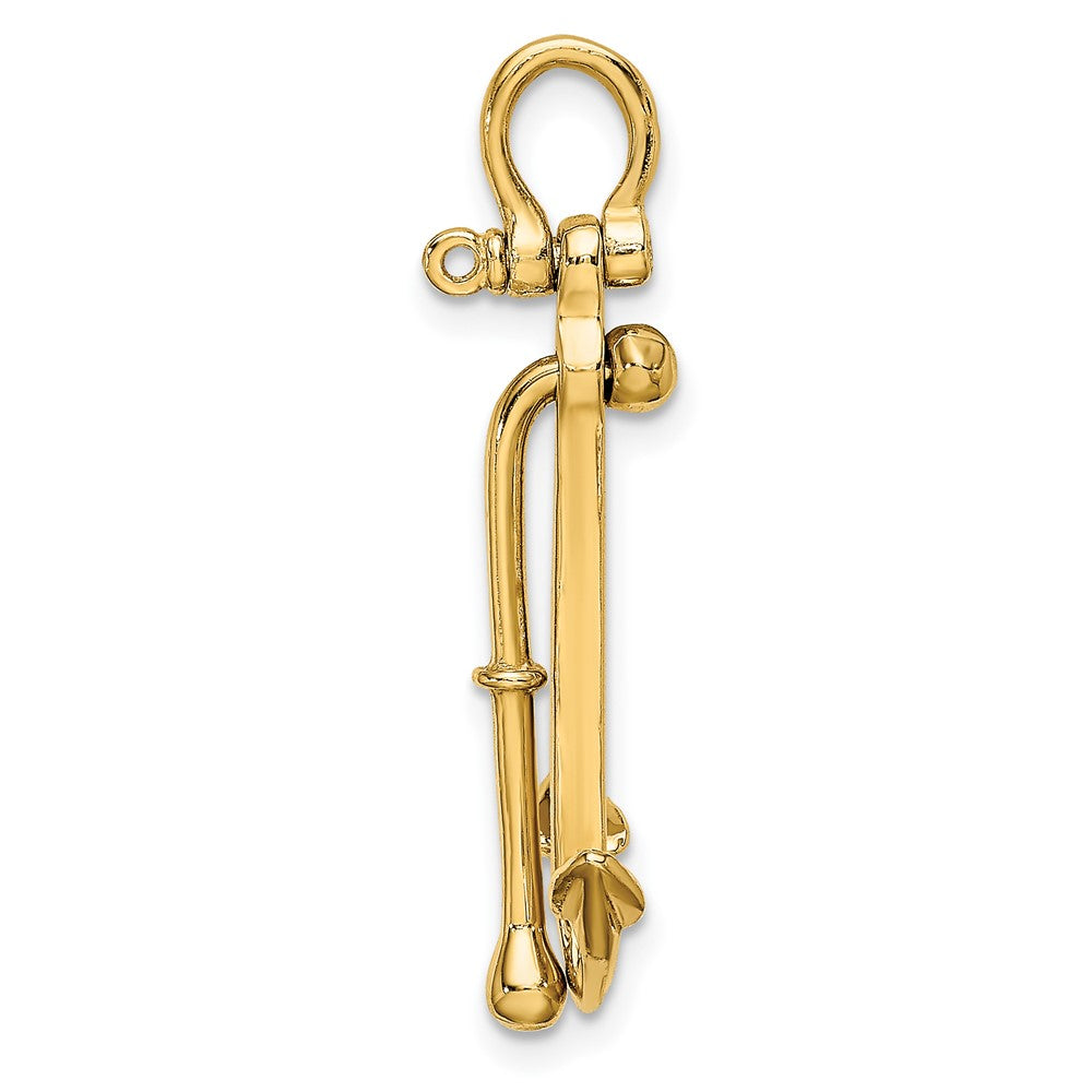 FJC Finejewelers 10 kt Yellow Gold 3-D Polished Anchor 2 Piece and Moveable Charm 37 x 17 mm