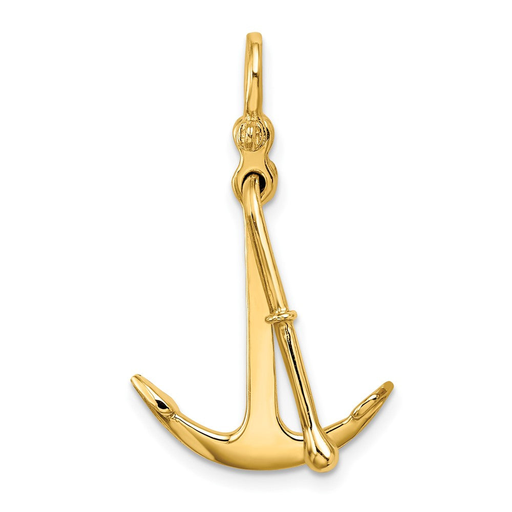 FJC Finejewelers 10 kt Yellow Gold 3-D Polished Anchor 2 Piece and Moveable Charm 37 x 17 mm