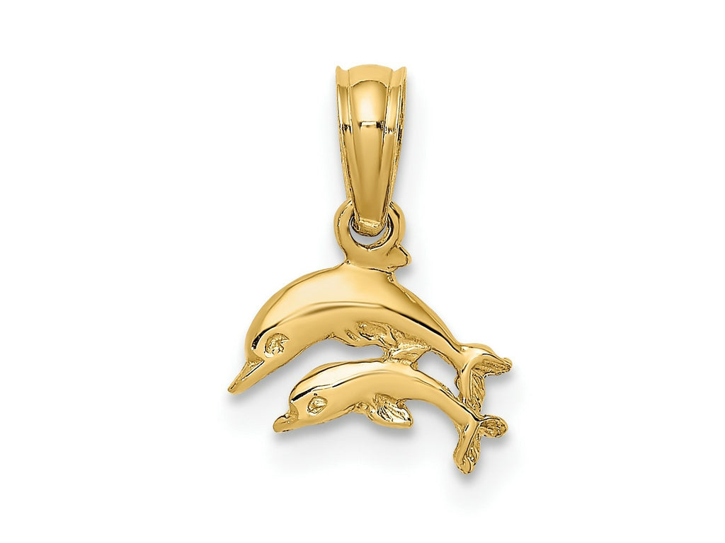 FJC Finejewelers 10 kt Yellow Gold 2-D Mini Double Dolphins Swimming Charm 6 x 9 mm