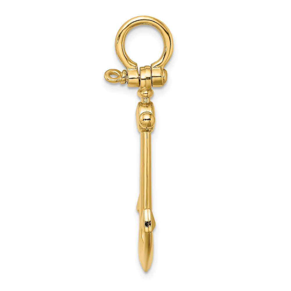 FJC Finejewelers 10 kt Yellow Gold 3-D Small Anchor with Shackle Bail Charm 37 x 22 mm