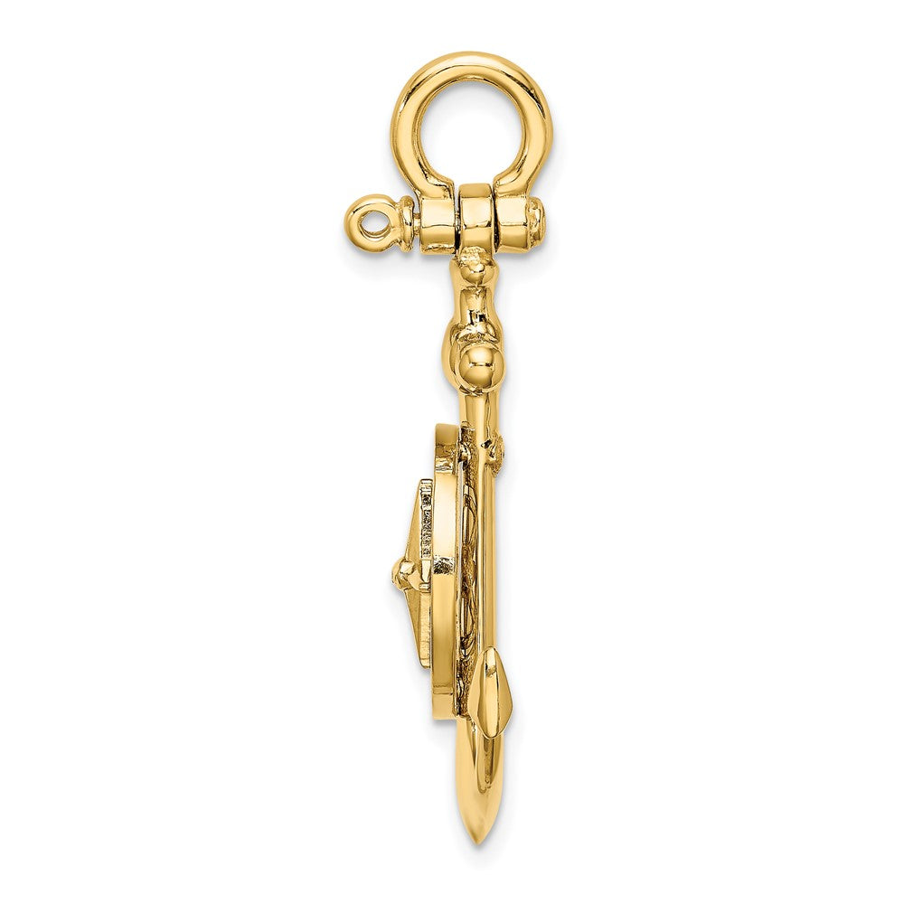 FJC Finejewelers 10 kt Yellow Gold 3-D Small Anchor with Nautical Compass Charm 45 x 23 mm