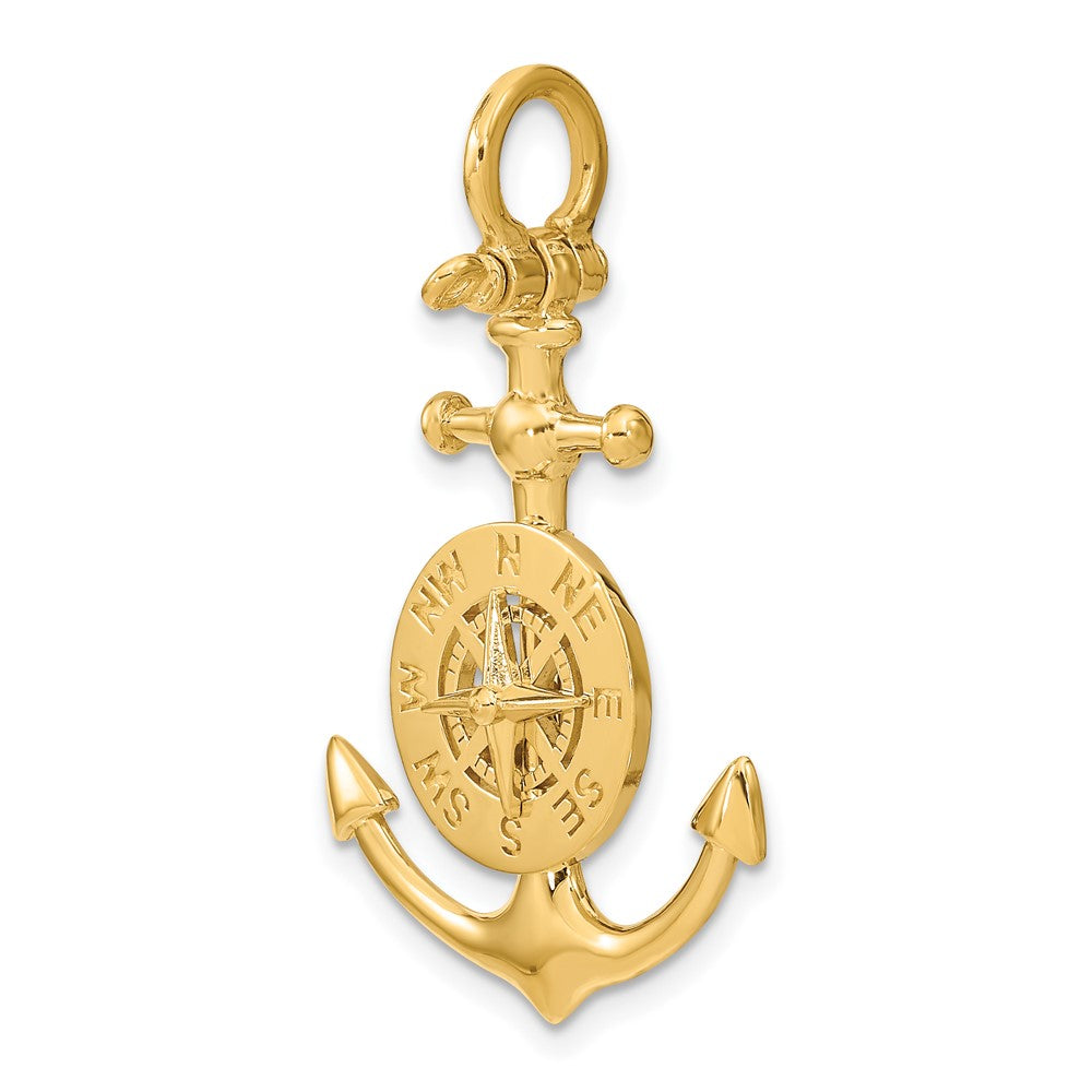 FJC Finejewelers 10 kt Yellow Gold 3-D Small Anchor with Nautical Compass Charm 45 x 23 mm