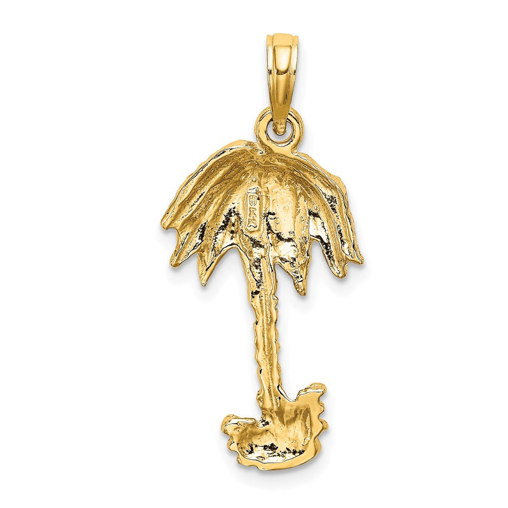 FJC Finejewelers 10 kt Yellow Gold 2-D Textured Single Palm Tree Charm 23 x 14 mm