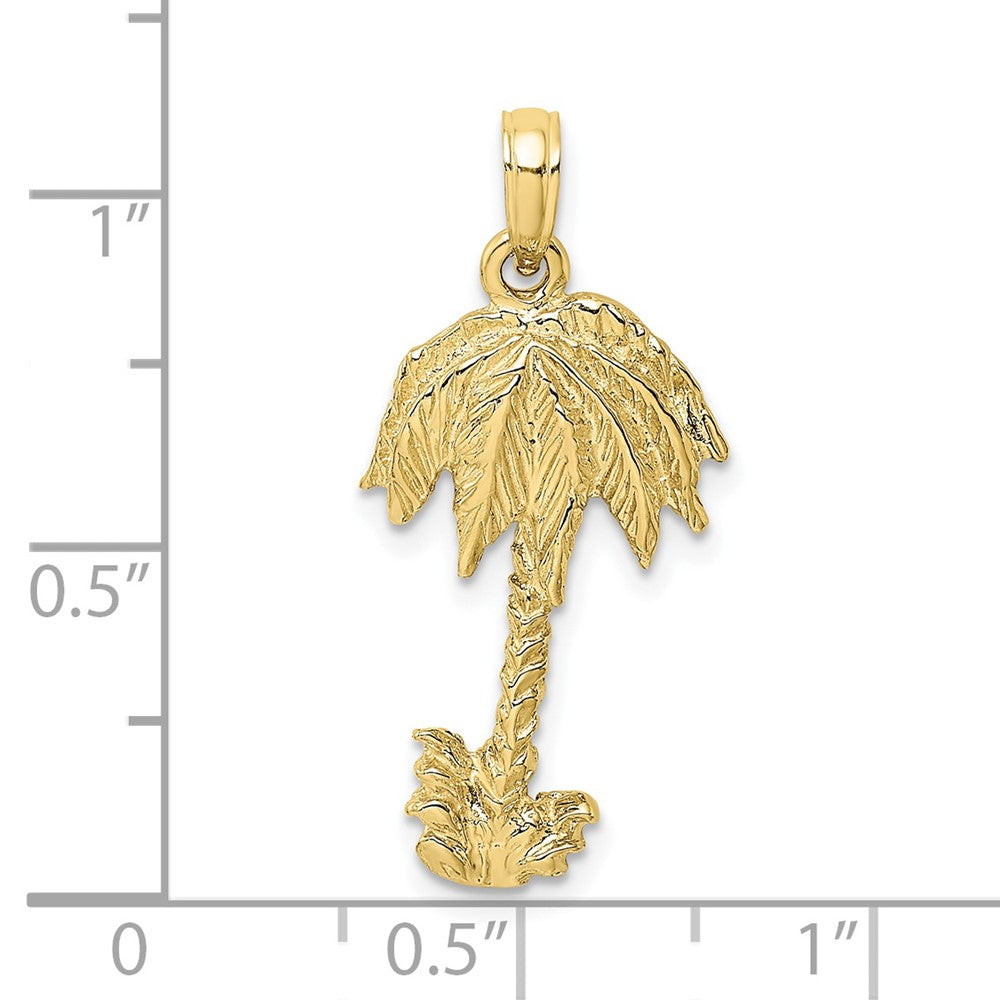 FJC Finejewelers 10 kt Yellow Gold 2-D Textured Single Palm Tree Charm 23 x 14 mm