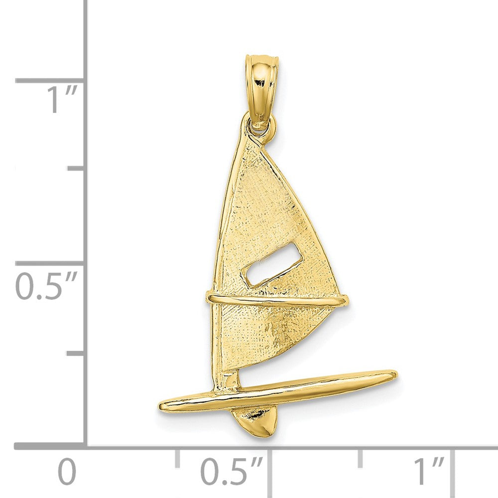 FJC Finejewelers 10 kt Yellow Gold 3-D Textured Windsail Surfing Board Charm 25 x 16 mm