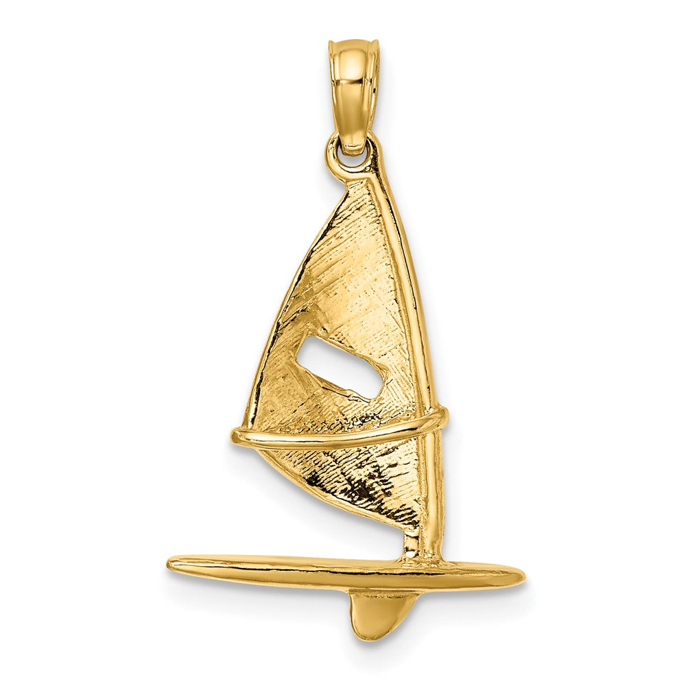 FJC Finejewelers 10 kt Yellow Gold 3-D Textured Windsail Surfing Board Charm 25 x 16 mm