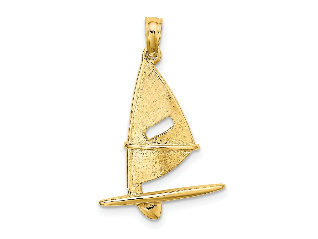FJC Finejewelers 10 kt Yellow Gold 3-D Textured Windsail Surfing Board Charm 25 x 16 mm