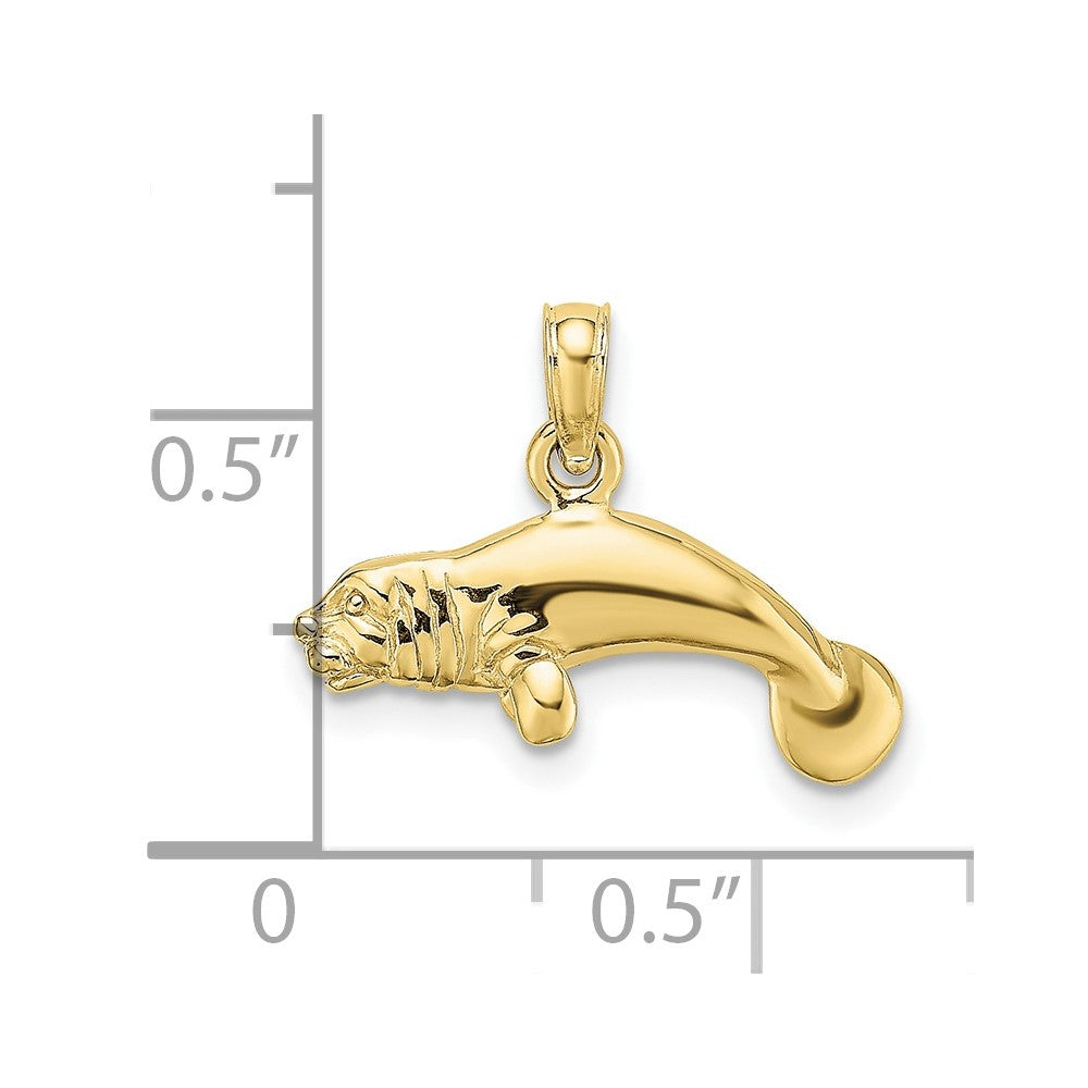 FJC Finejewelers 10 kt Yellow Gold 3-D Polished Swimming Manatee Charm 6 x 19 mm