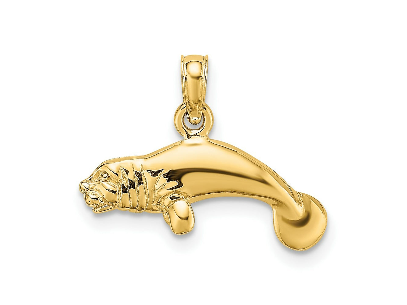 FJC Finejewelers 10 kt Yellow Gold 3-D Polished Swimming Manatee Charm 6 x 19 mm