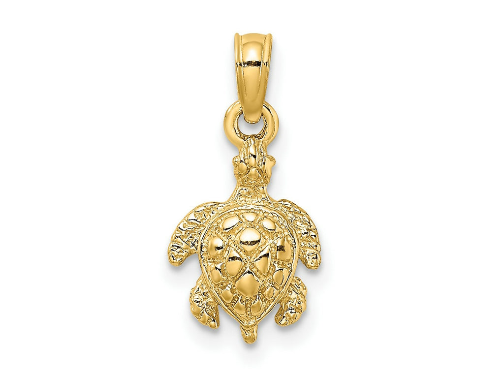 FJC Finejewelers 10 kt Yellow Gold 2-D and Textured Sea Turtle Charm 12 x 8 mm