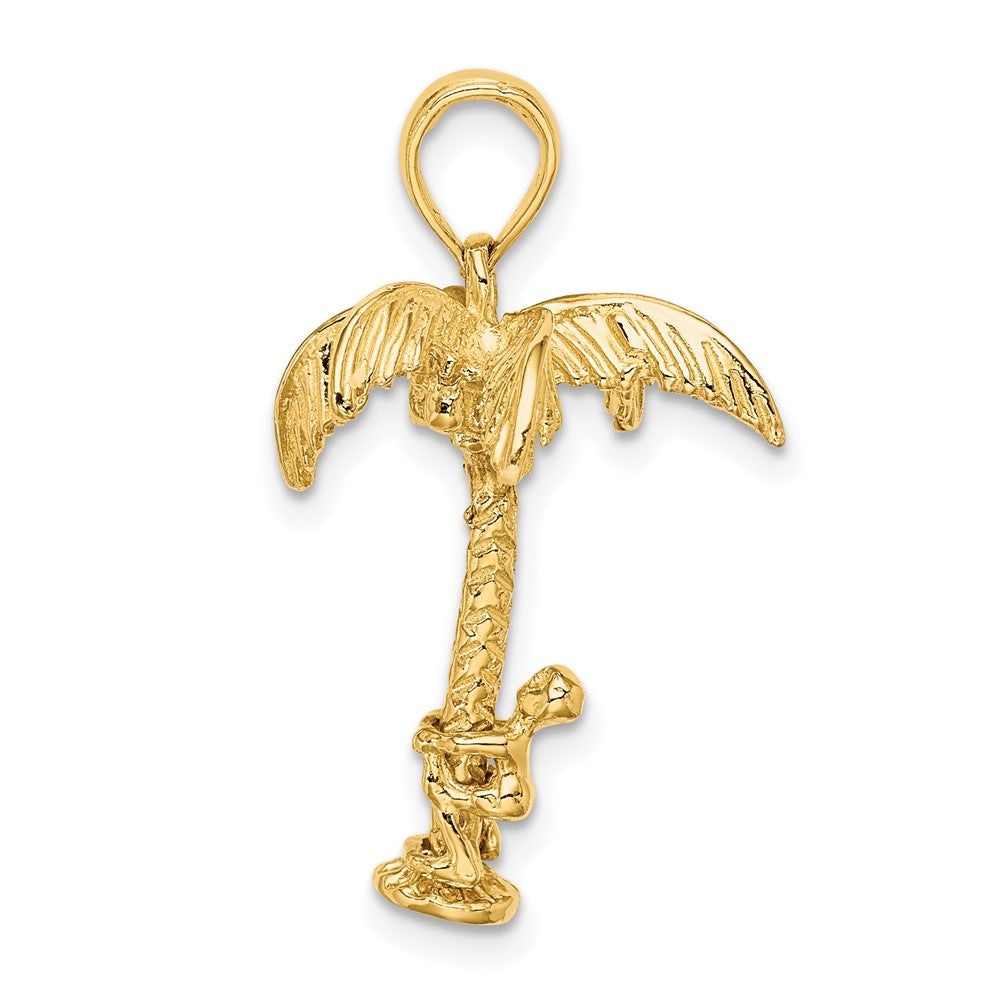 FJC Finejewelers 10 kt Yellow Gold 3-D Palm Tree W/Moveable Man Charm 21 x 15 mm