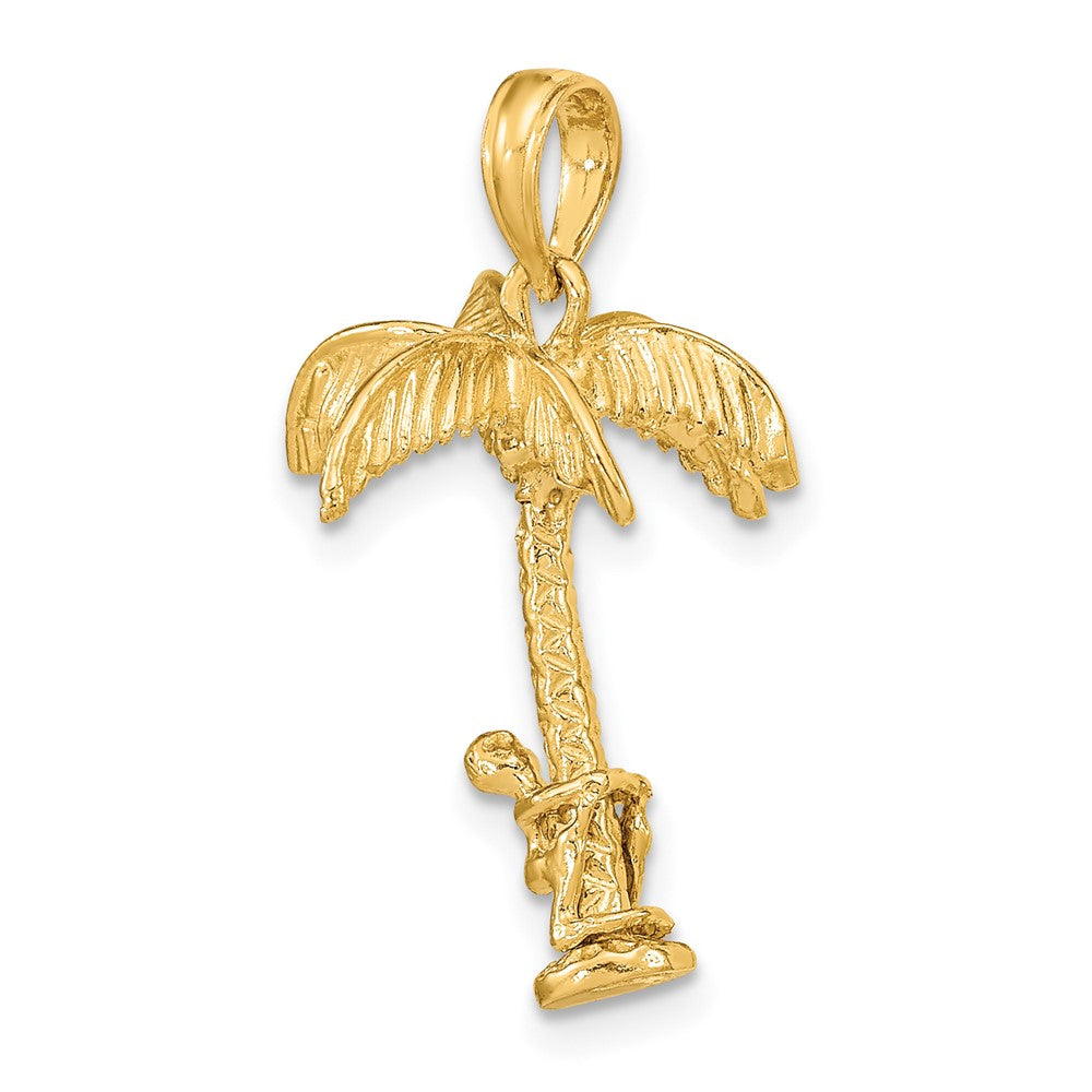 FJC Finejewelers 10 kt Yellow Gold 3-D Palm Tree W/Moveable Man Charm 21 x 15 mm