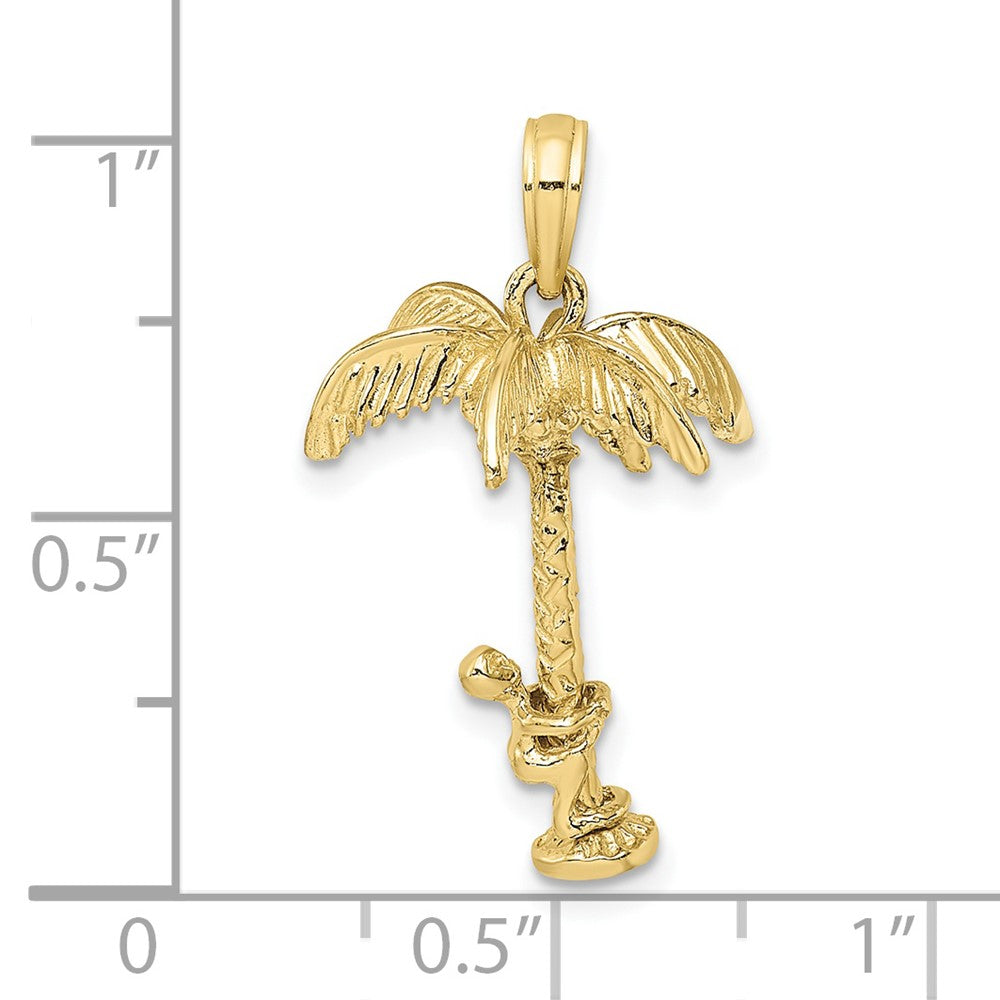 FJC Finejewelers 10 kt Yellow Gold 3-D Palm Tree W/Moveable Man Charm 21 x 15 mm