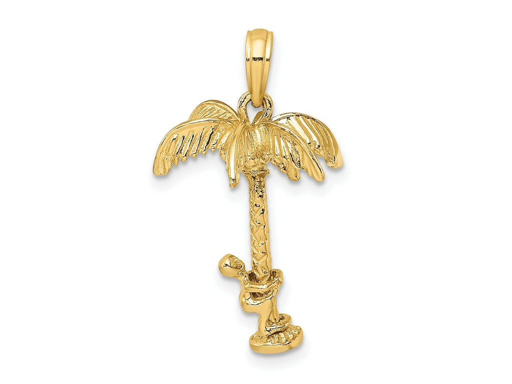 FJC Finejewelers 10 kt Yellow Gold 3-D Palm Tree W/Moveable Man Charm 21 x 15 mm