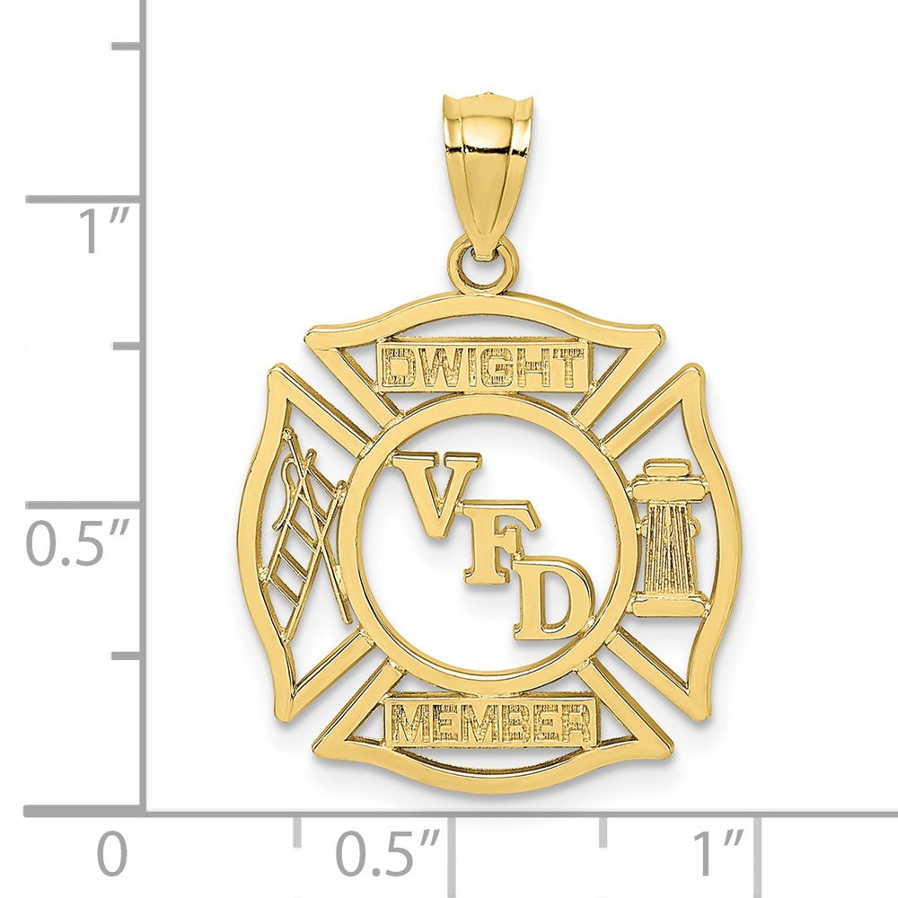 FJC Finejewelers 10 kt Yellow Gold VFD DWIGHT MEMBER In Shield Charm 20 x 20 mm