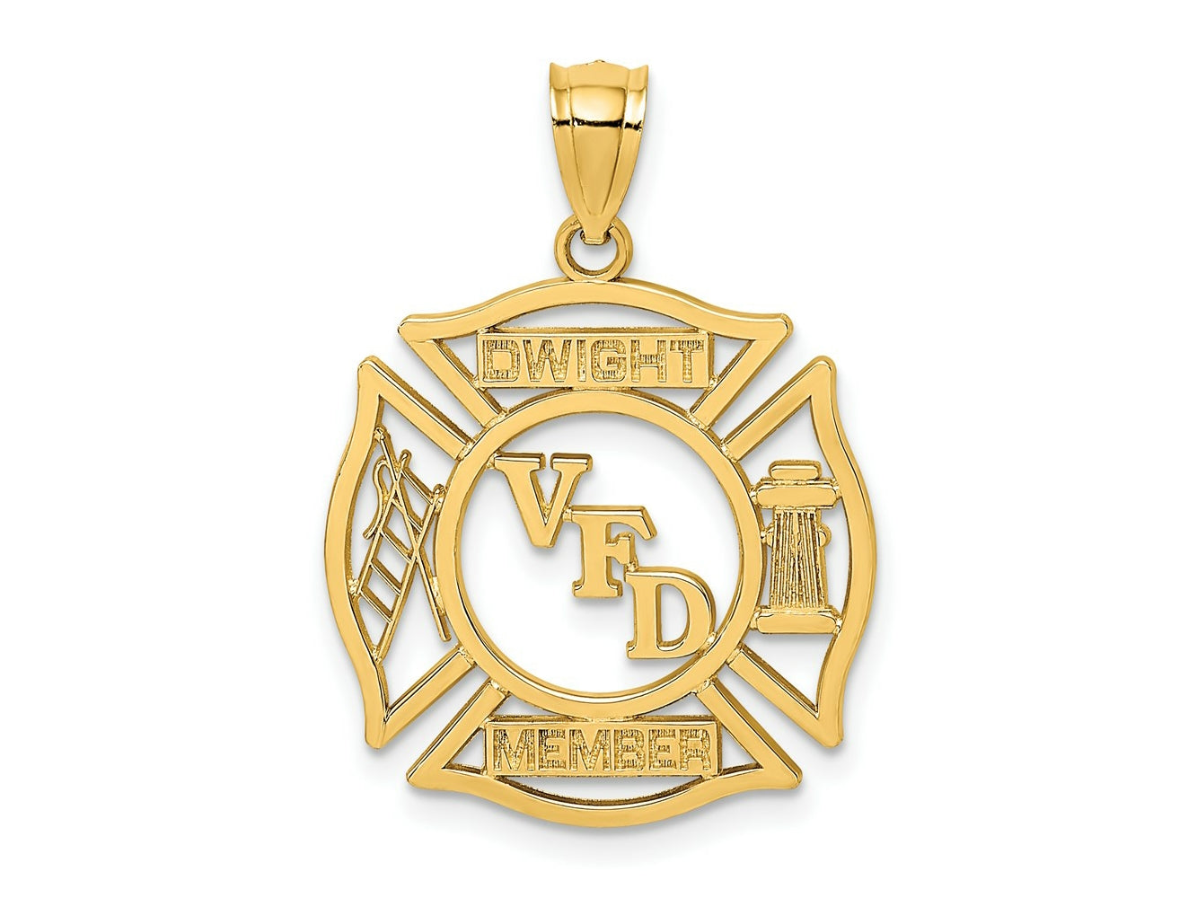 FJC Finejewelers 10 kt Yellow Gold VFD DWIGHT MEMBER In Shield Charm 20 x 20 mm
