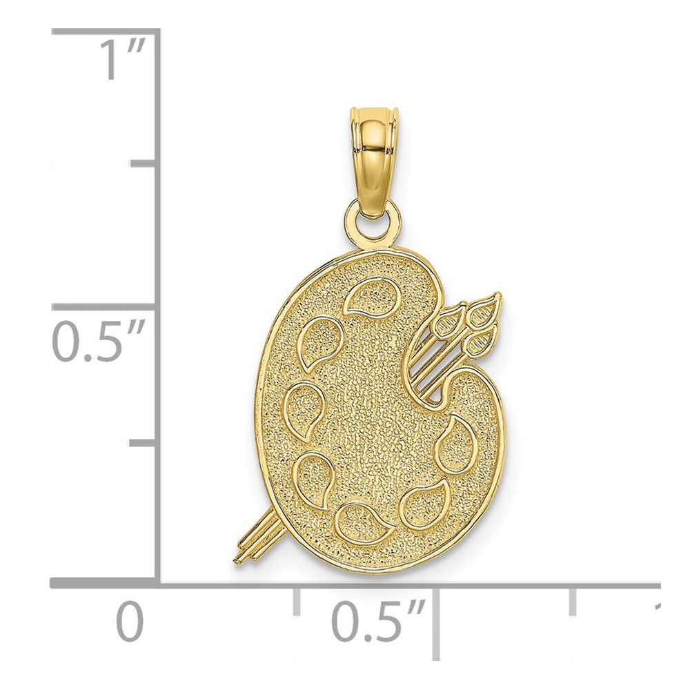 FJC Finejewelers 10 kt Yellow Gold Engraved Textured Painters Pallet Charm 15 x 15 mm