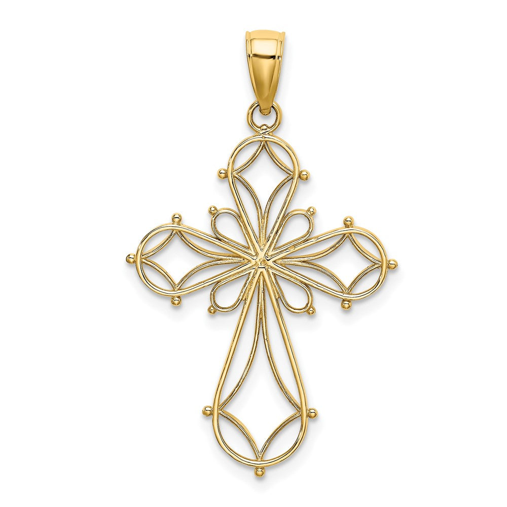 FJC Finejewelers 10 kt Yellow Gold Cut-Out Shapes Fancy Cross Charm 29 x 23 mm