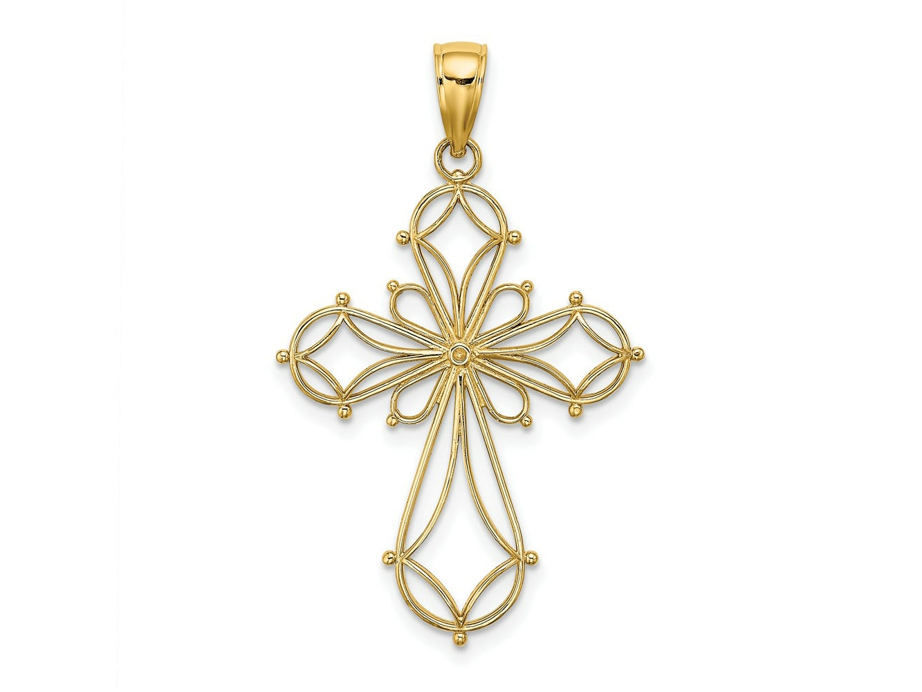 FJC Finejewelers 10 kt Yellow Gold Cut-Out Shapes Fancy Cross Charm 29 x 23 mm