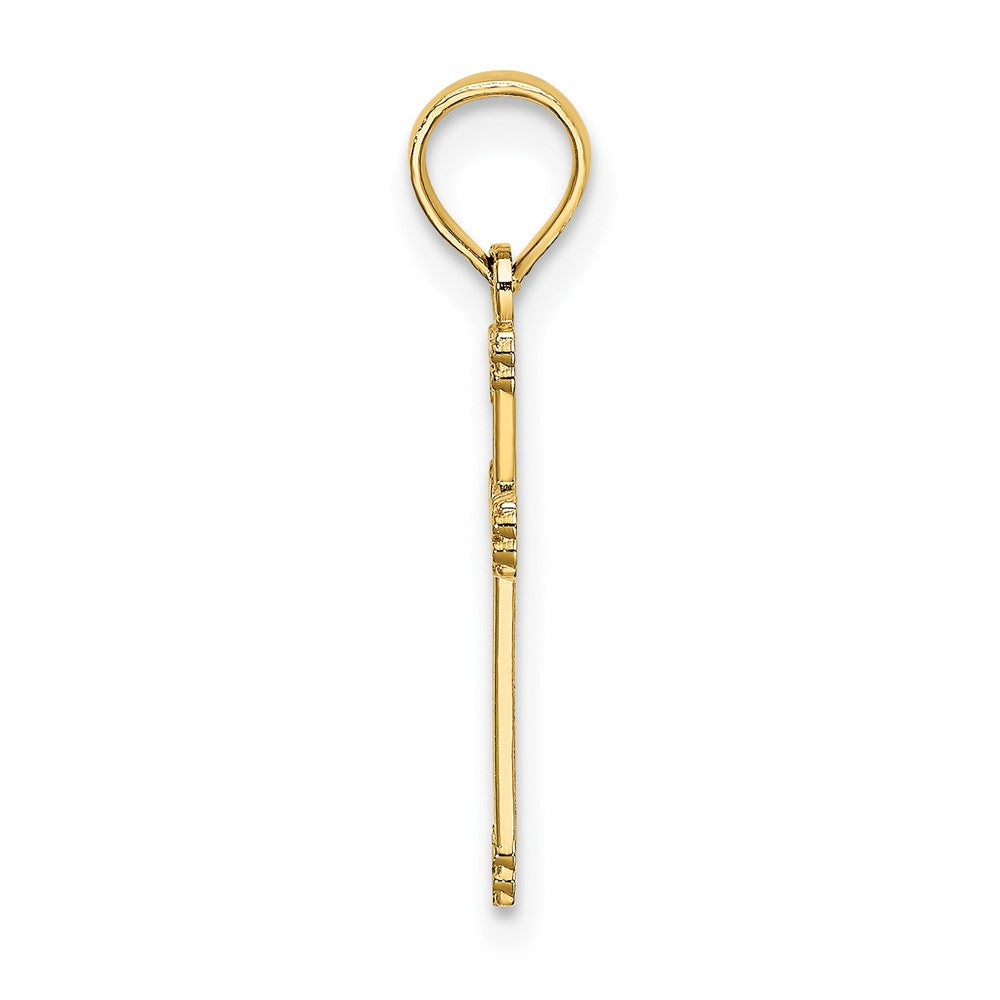 FJC Finejewelers 10 kt Yellow Gold Textured with Center Heart Small Cross Charm 14 x 10 mm