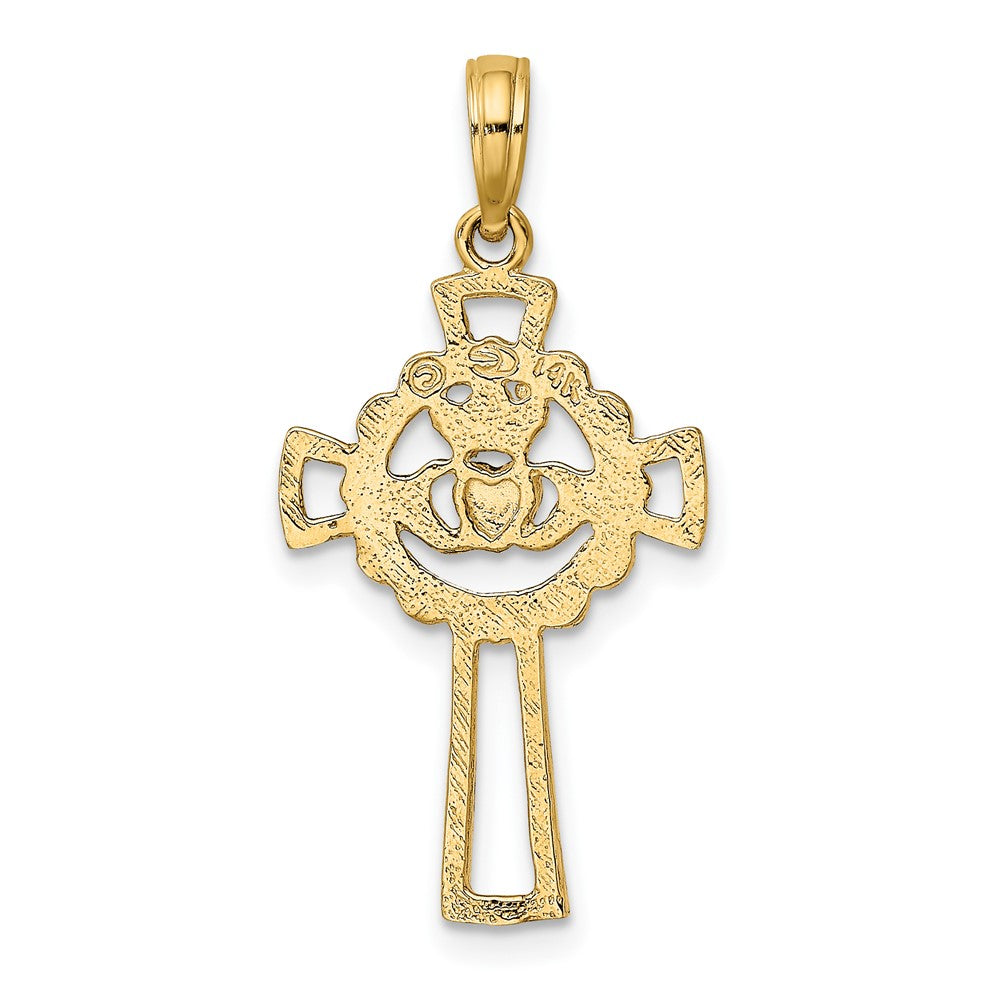 FJC Finejewelers 10 kt Yellow Gold Claddagh Cross Charm 27 x 27 mm