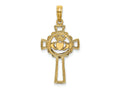 FJC Finejewelers 10 kt Yellow Gold Claddagh Cross Charm 27 x 27 mm
