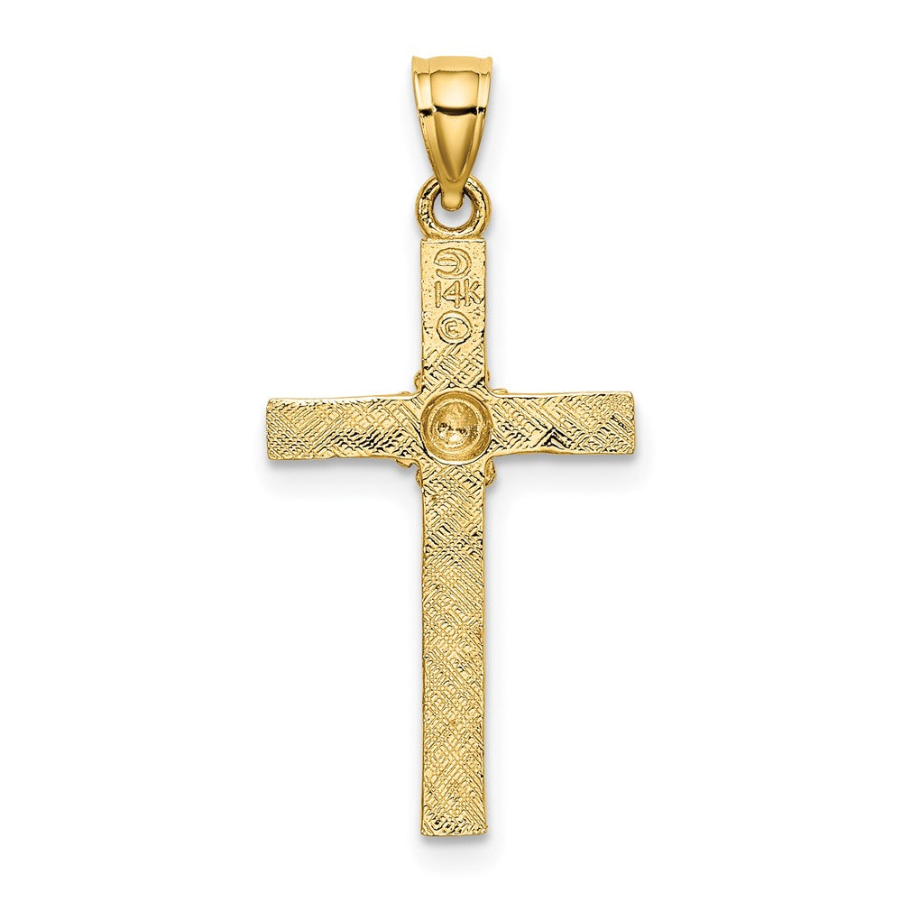 FJC Finejewelers 10 kt Yellow Gold Cross with Flower Charm 22 x 14 mm
