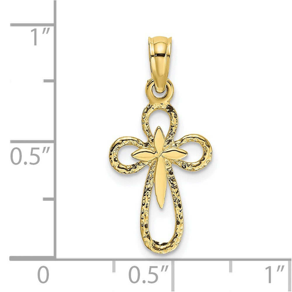 FJC Finejewelers 10 kt Yellow Gold Cut-Out Cross with Small Interior Cross Charm 15 x 10 mm