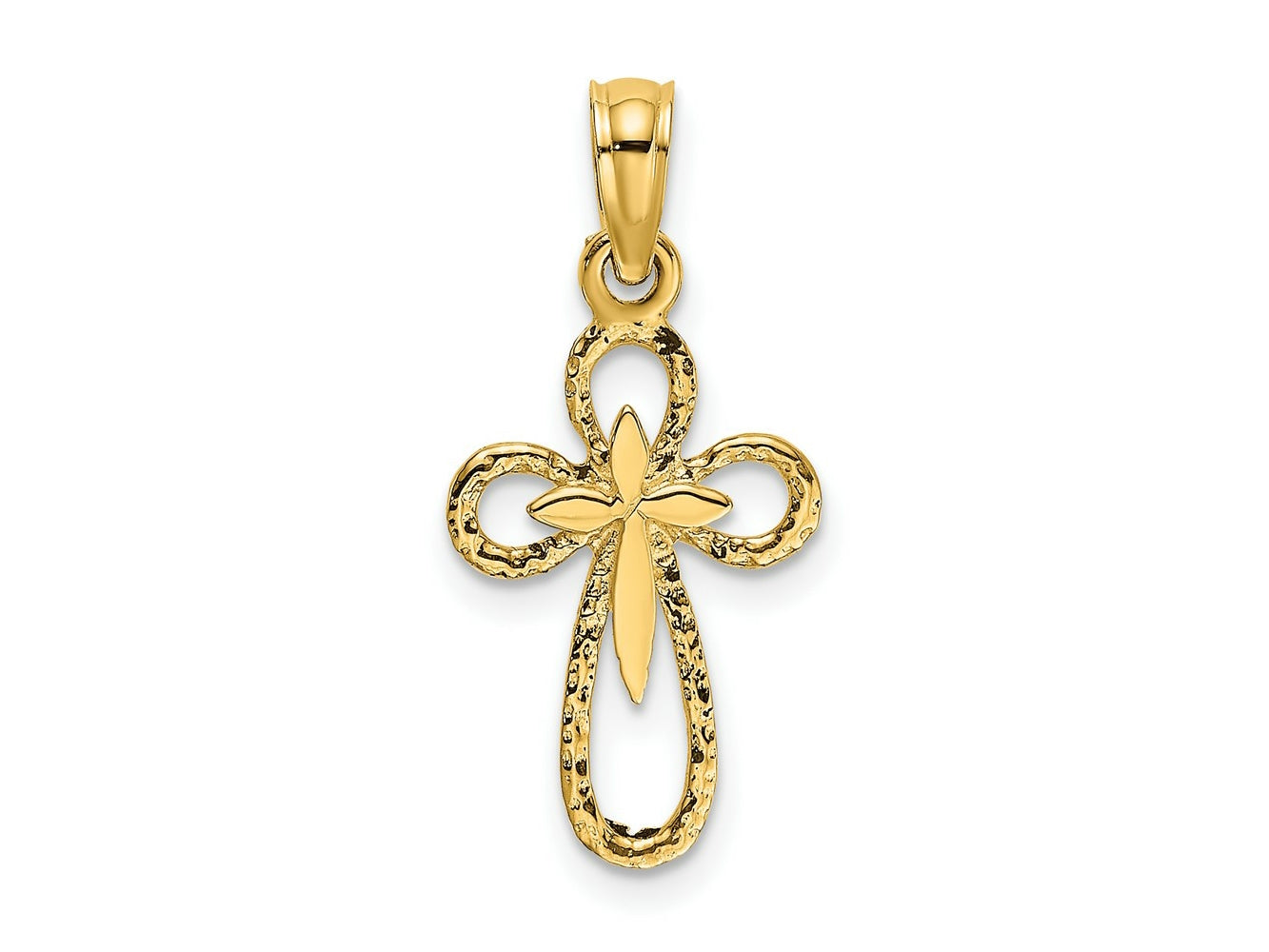 FJC Finejewelers 10 kt Yellow Gold Cut-Out Cross with Small Interior Cross Charm 15 x 10 mm
