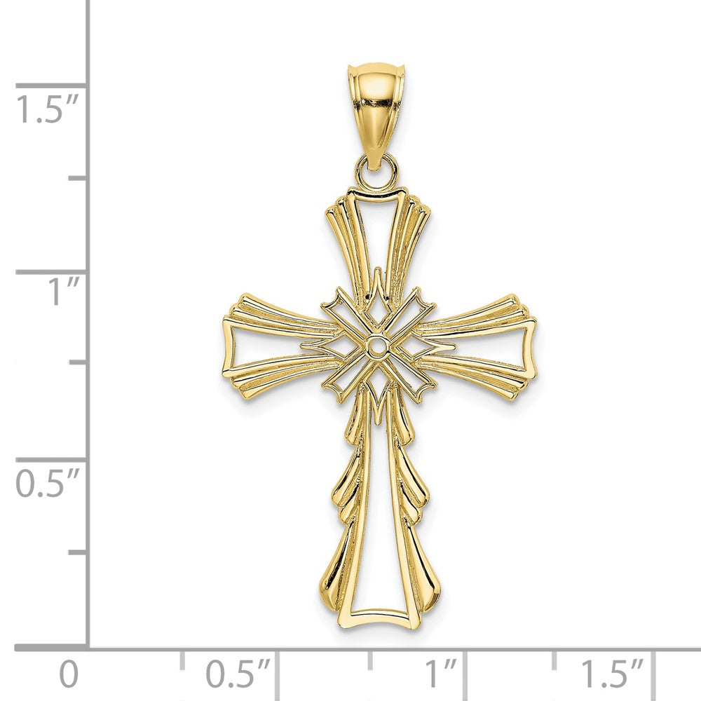 FJC Finejewelers 10 kt Yellow Gold Cut-Out with Teardrop Sides Cross Charm 29 mm