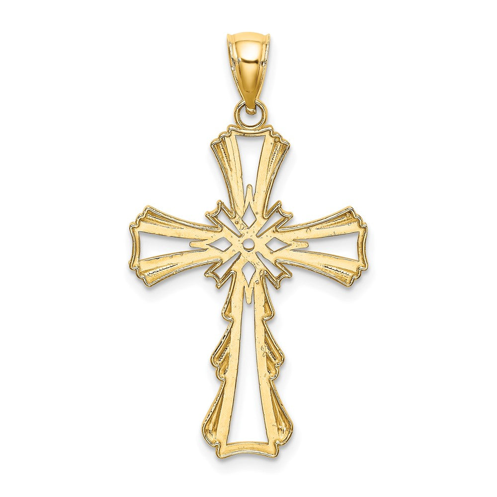 FJC Finejewelers 10 kt Yellow Gold Cut-Out with Teardrop Sides Cross Charm 29 mm