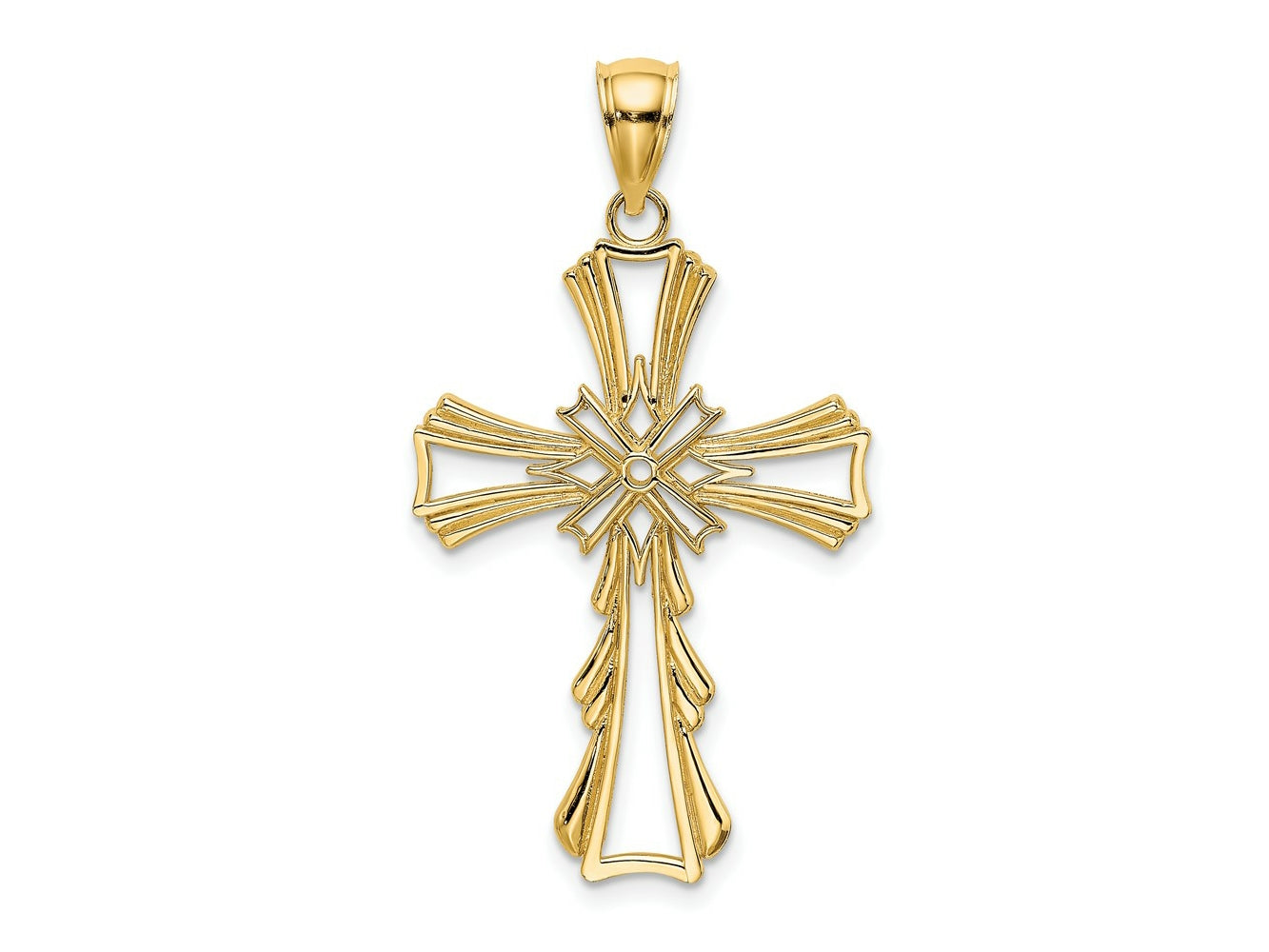 FJC Finejewelers 10 kt Yellow Gold Cut-Out with Teardrop Sides Cross Charm 29 mm
