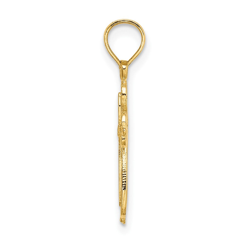 FJC Finejewelers 10 kt Yellow Gold Polished and Cut-Out Engraved Cross Charm 21 mm