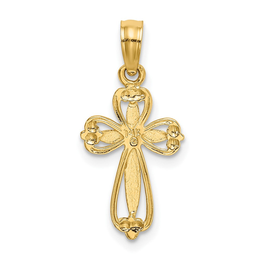 FJC Finejewelers 10 kt Yellow Gold Polished and Cut-Out Engraved Cross Charm 21 mm