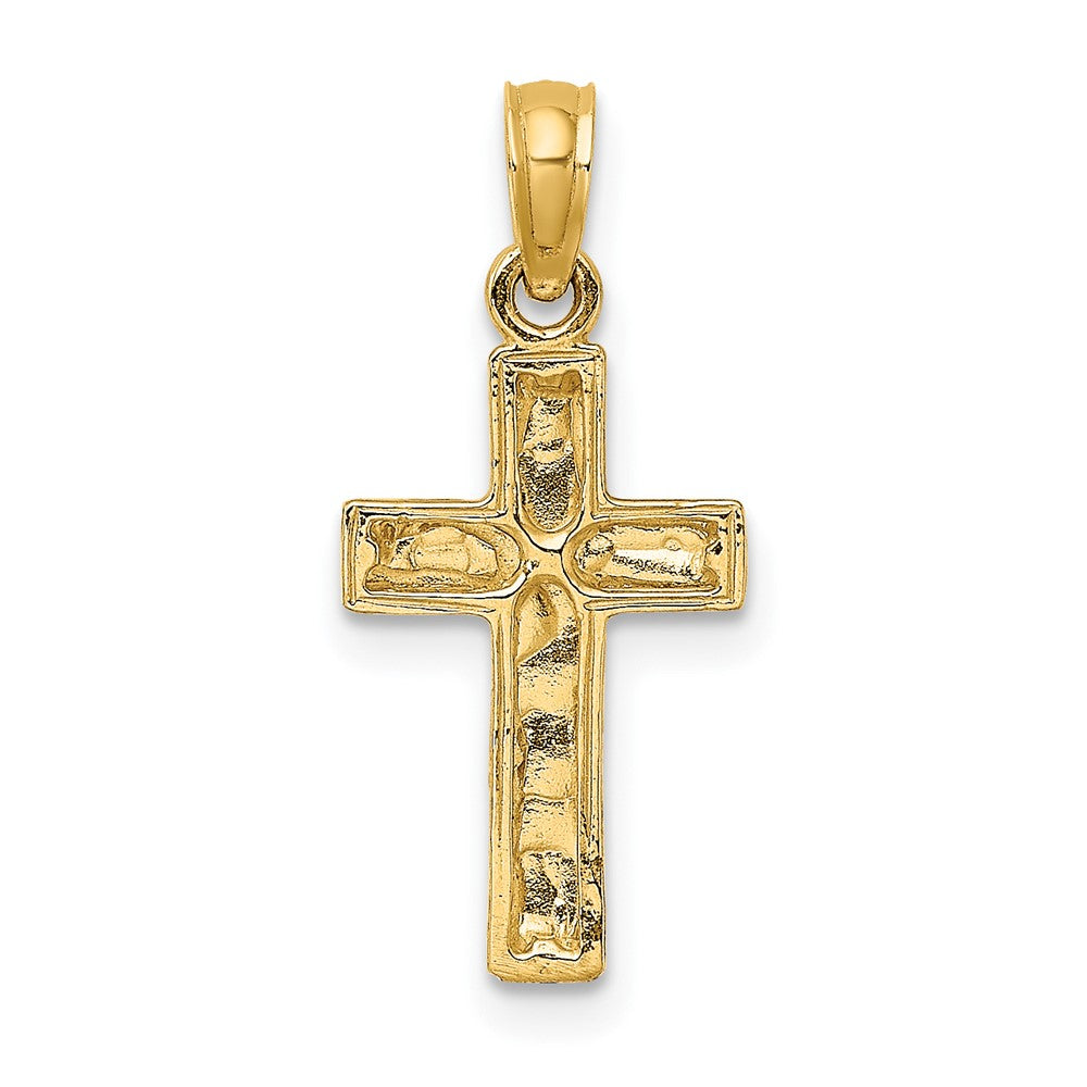 FJC Finejewelers 10 kt Yellow Gold 2-D Polished Textured Cross Charm 20 x 10 mm