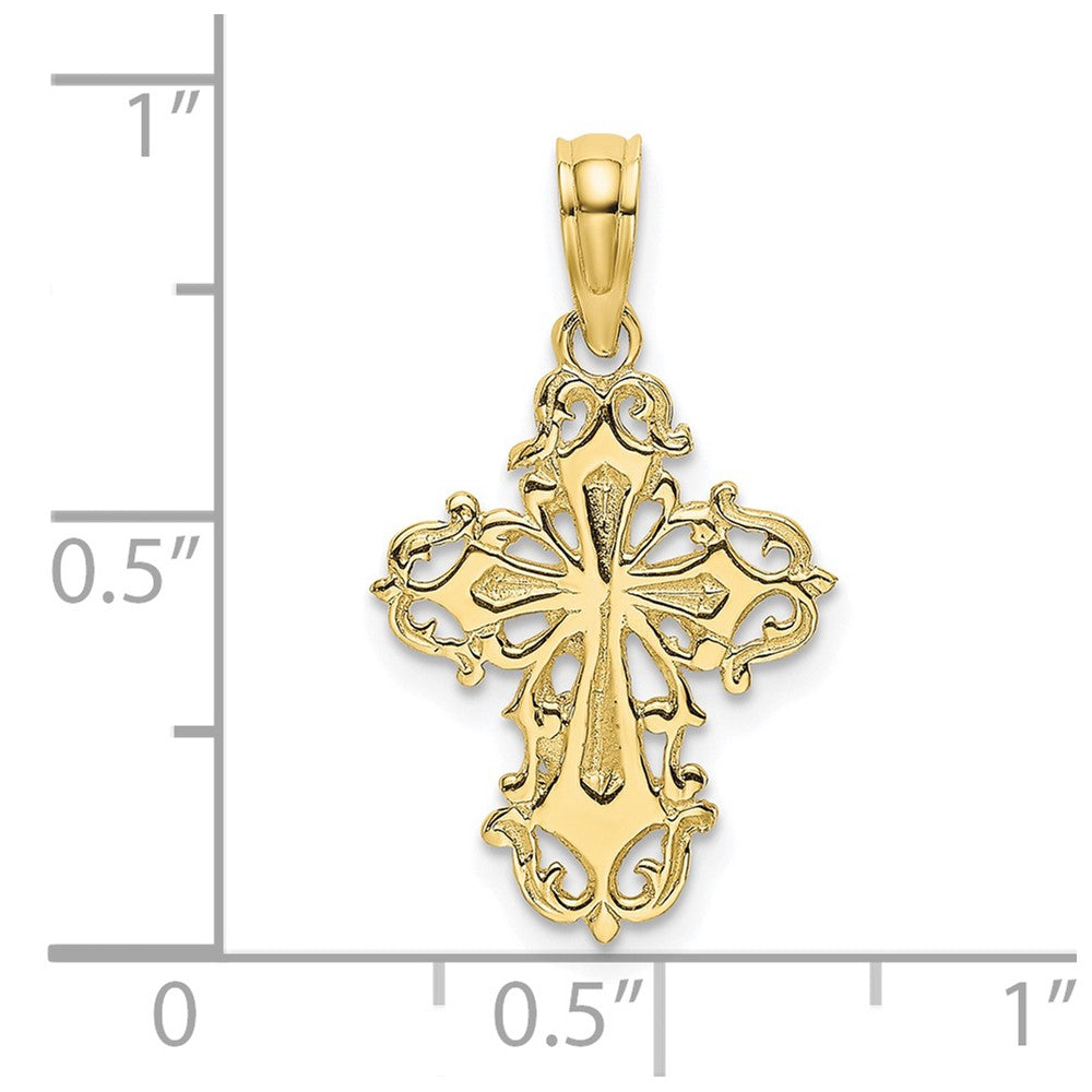 FJC Finejewelers 10 kt Yellow Gold Cut-Out Delicate Cross Charm 20 mm