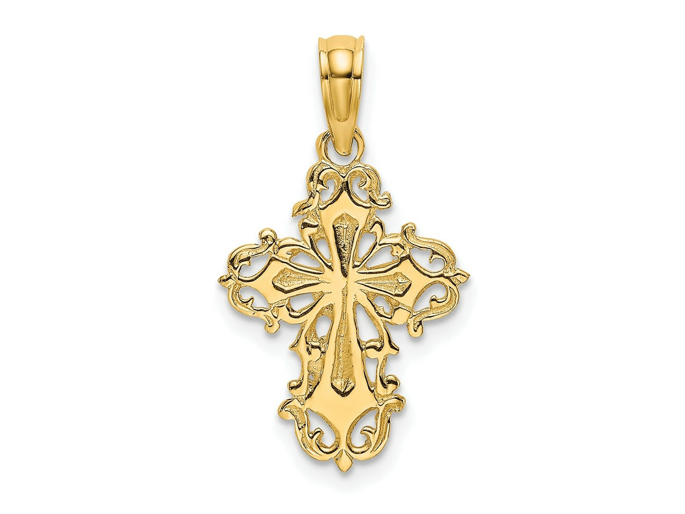 FJC Finejewelers 10 kt Yellow Gold Cut-Out Delicate Cross Charm 20 mm
