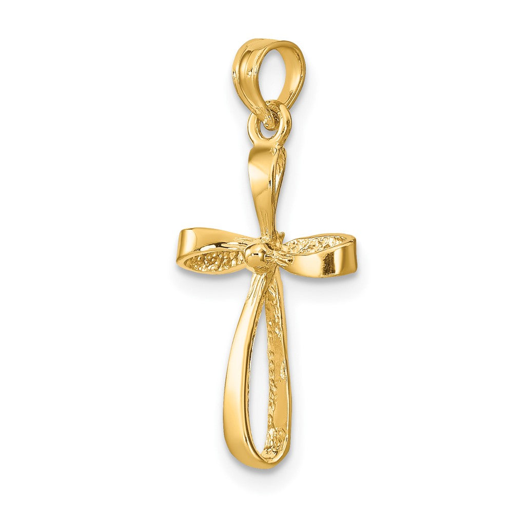 FJC Finejewelers 10 kt Yellow Gold 3-D Engraved Polished Twisted Cross Charm 17 x 11 mm