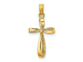 FJC Finejewelers 10 kt Yellow Gold 3-D Engraved Polished Twisted Cross Charm 17 x 11 mm
