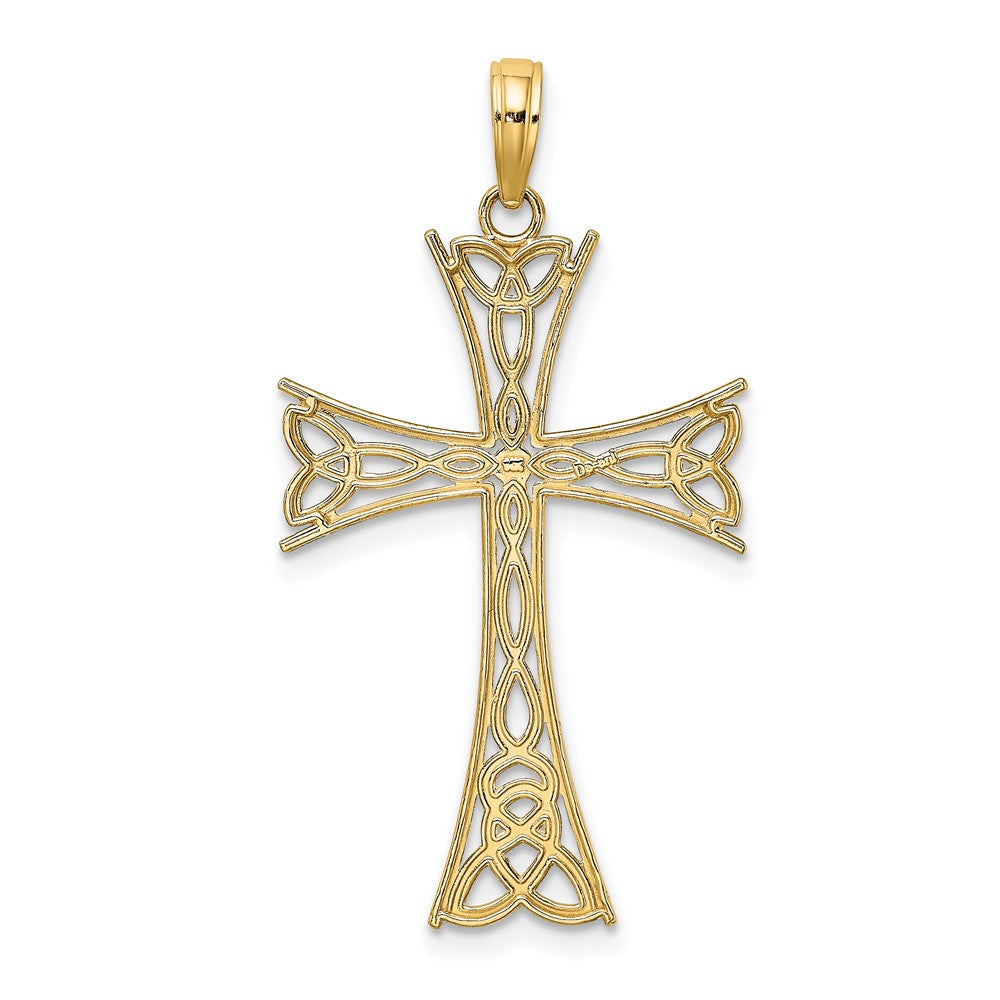 FJC Finejewelers 10 kt Yellow Gold Polished Celtic Knot Cross Charm 34 x 20 mm