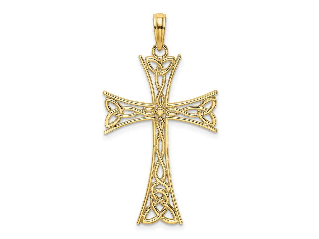FJC Finejewelers 10 kt Yellow Gold Polished Celtic Knot Cross Charm 34 x 20 mm