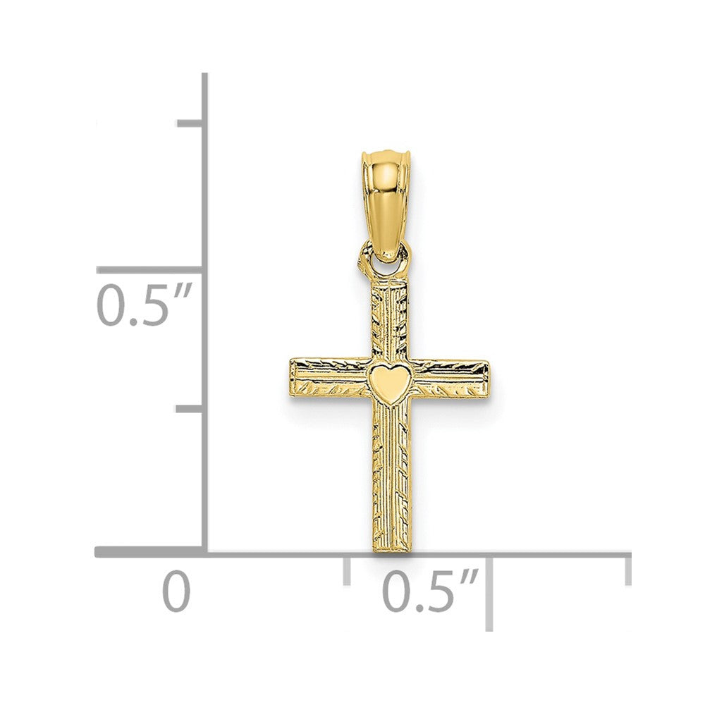 FJC Finejewelers 10 kt Yellow Gold Polished Mini Cross with Heart Charm 12 x 9 mm