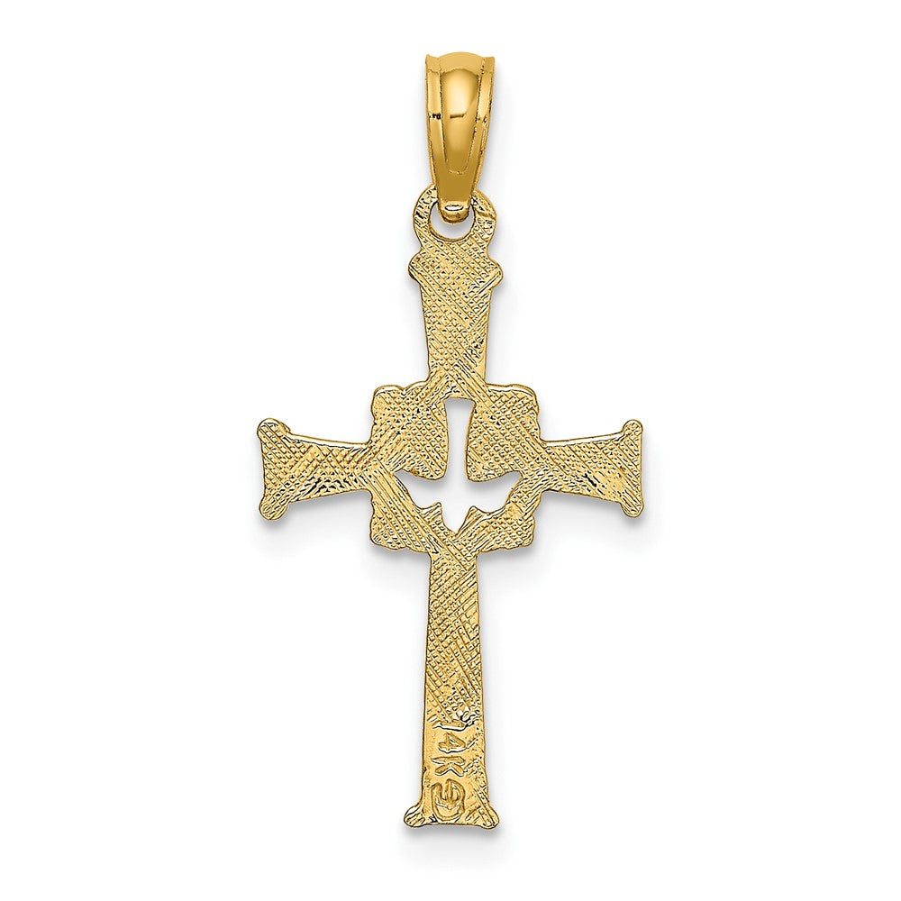 FJC Finejewelers 10 kt Yellow Gold Polished and Engraved Cross and Dove Charm 19 x 13 mm