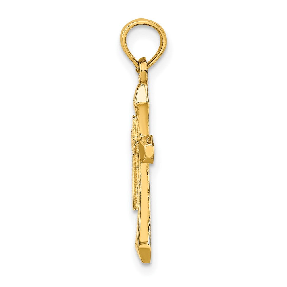 FJC Finejewelers 10 kt Yellow Gold Polished Beveled Tips Cross Charm 23 mm
