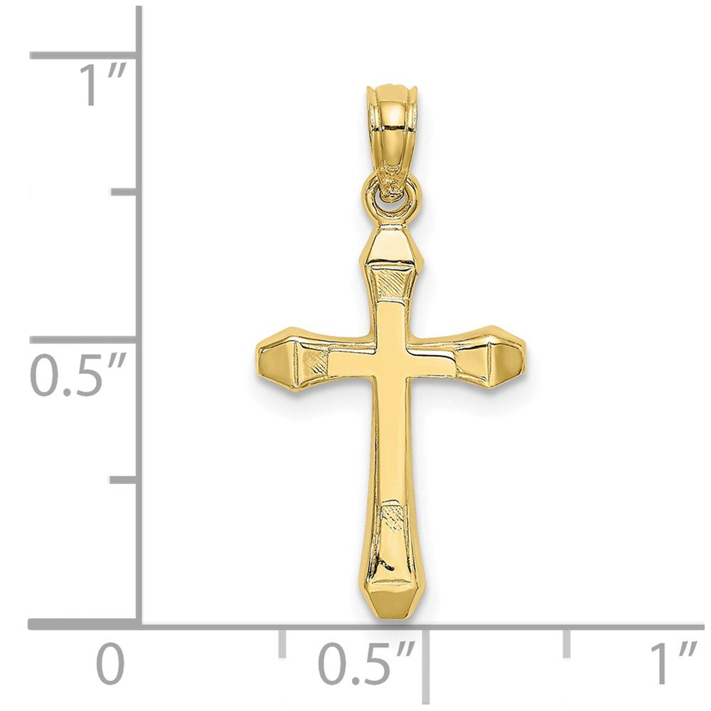 FJC Finejewelers 10 kt Yellow Gold Polished Beveled Tips Cross Charm 23 mm