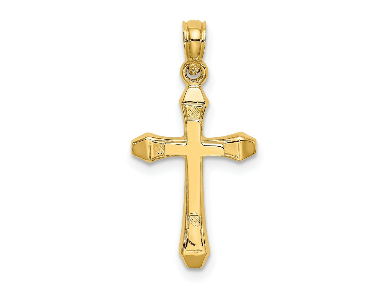 FJC Finejewelers 10 kt Yellow Gold Polished Beveled Tips Cross Charm 23 mm