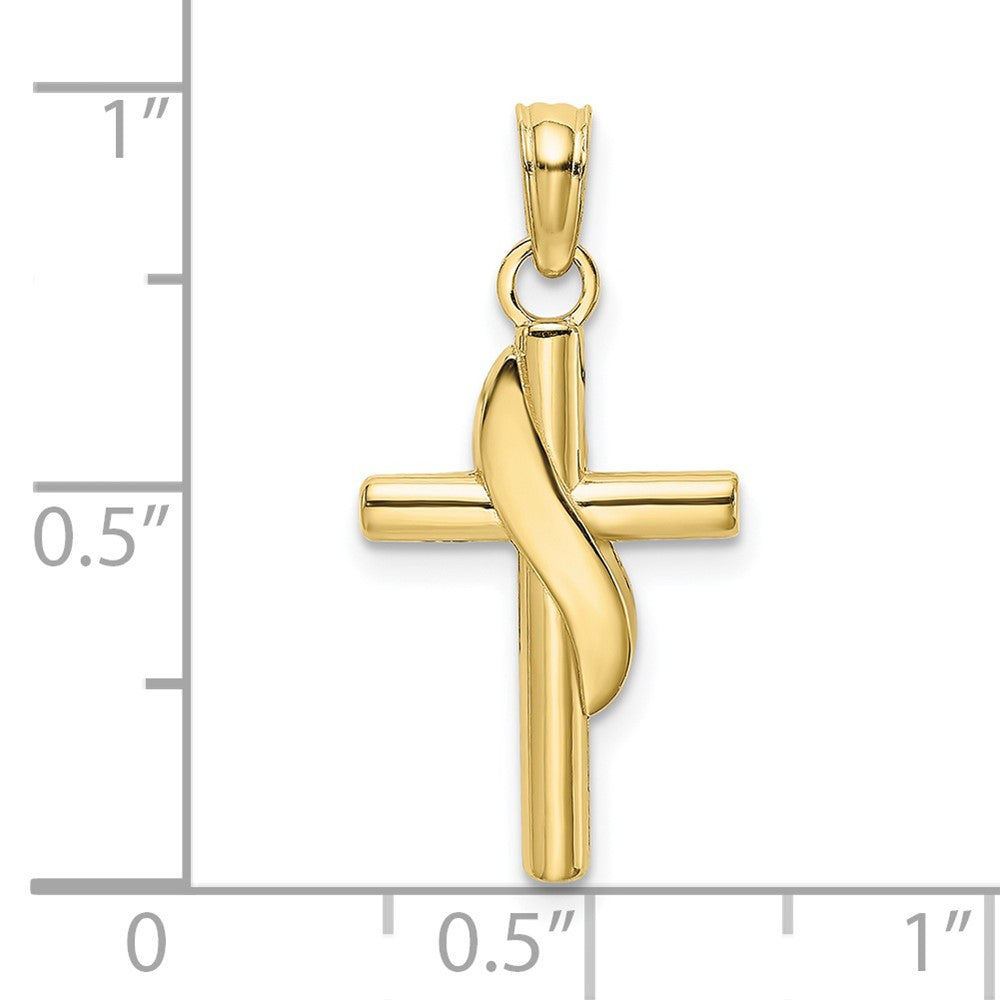 FJC Finejewelers 10 kt Yellow Gold Polished W/ Banner Cross Charm 17 x 12 mm