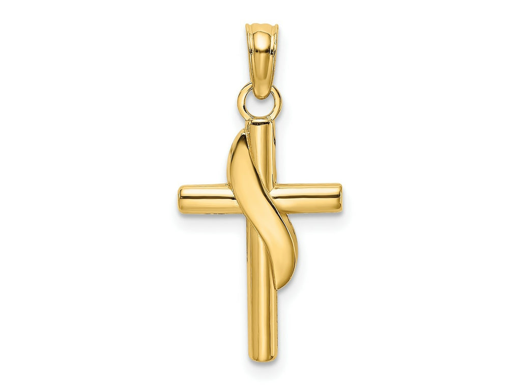 FJC Finejewelers 10 kt Yellow Gold Polished W/ Banner Cross Charm 17 x 12 mm